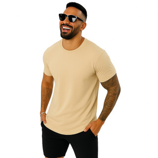 Camiseta Masculina Algodão Longline Basicas Oversize Swag Lisa