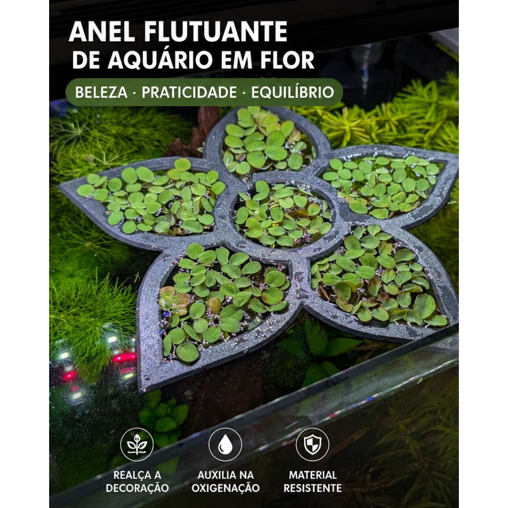 Anel Flutuante para Aquário em Formato de Flor – Suporte para Plantas Flutuantes