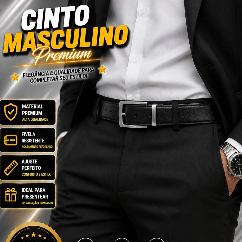 Cintos Masculino Couro Elegante Dupla Face Ajuste Perfeito Reforçado Preto e Marrom