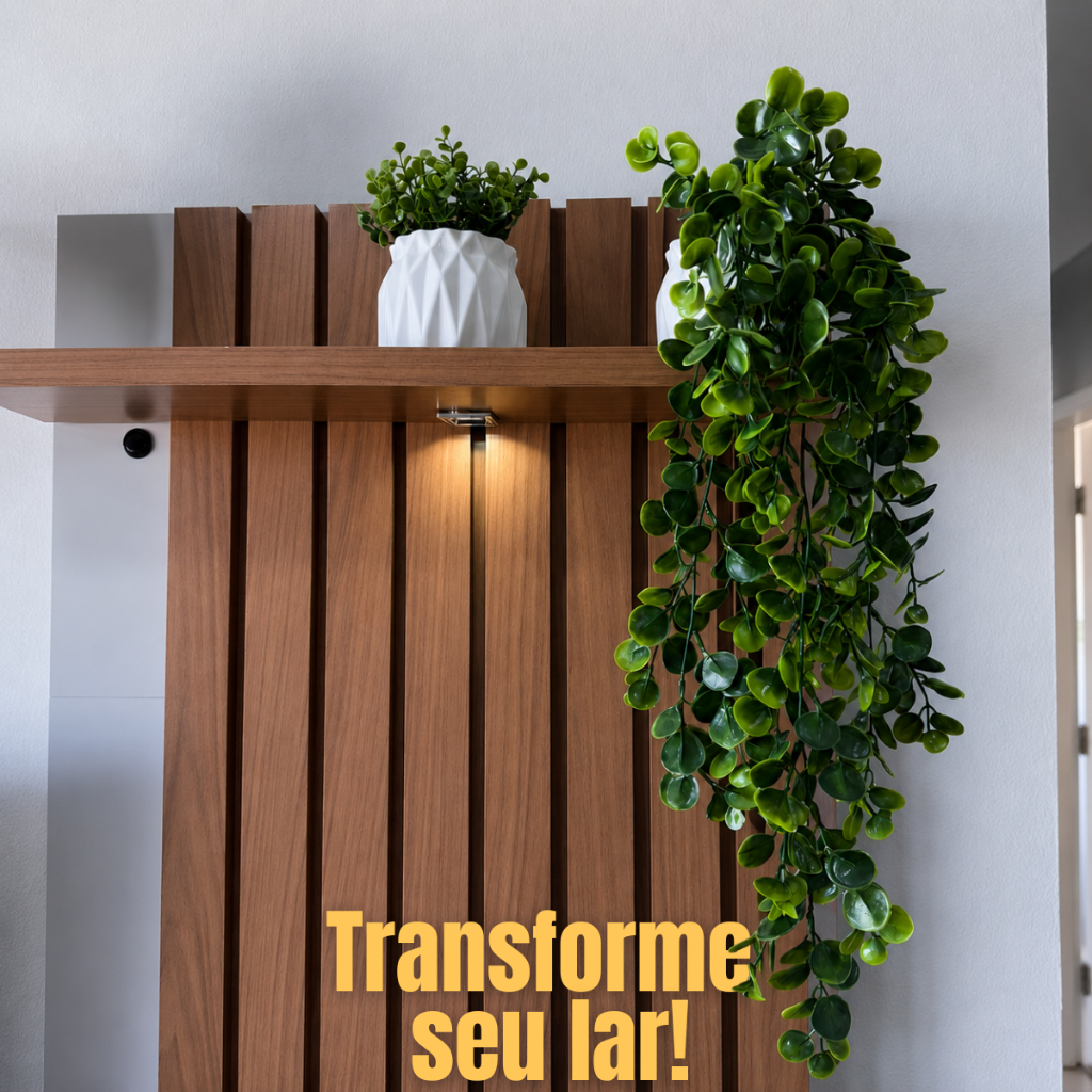 Vasos Decorativos com Plantas Artificiais: Pendente Samambaia e Folhagem Eucalipto