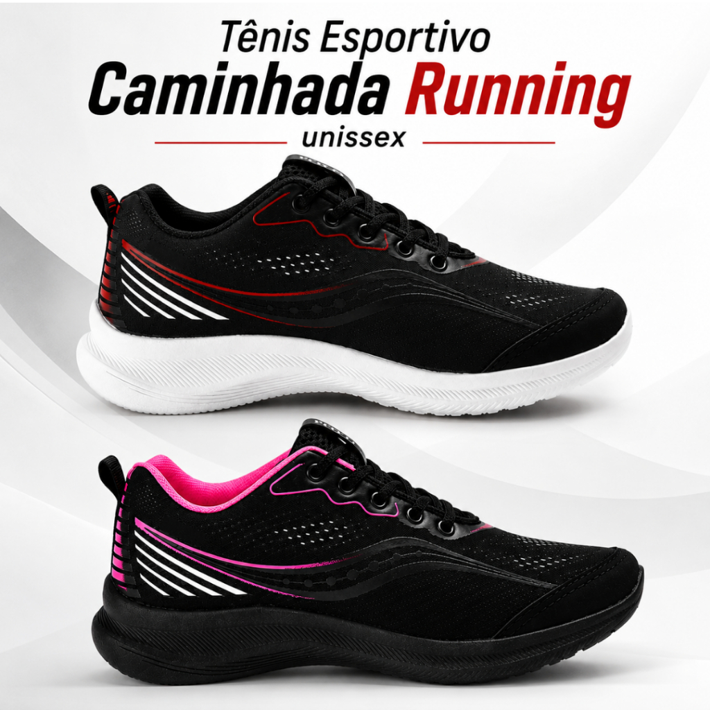 Tênis Unissex Esportivo Corrida Caminhada Academia Confortável Casual Masculino Feminino