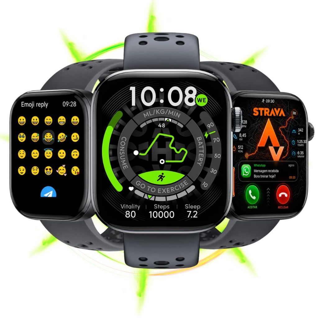 Smartwatch Haylou Watch Hyper GPS L1 L5 Strava Responde WhatsApp 5ATM Mapas Offline 170+ Esportes Tela 1,97