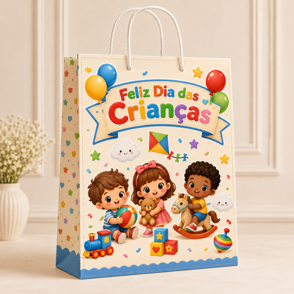 Sacolinha Dia das Crianças TAMANHO P sacola surpresa lembrancinha festa infantil.