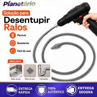 Desentupidor Rotativo  Adaptador p/ Furadeira Mola de Aço Ralo Pia Banheiro Cozinha Quint…