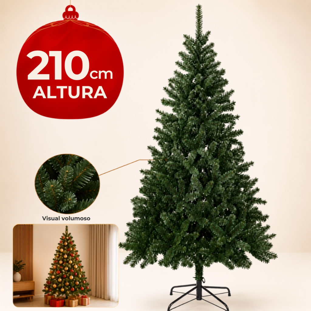 Árvore Natal Verde Alta 2,1m Grande Pinheirinho Tradicional