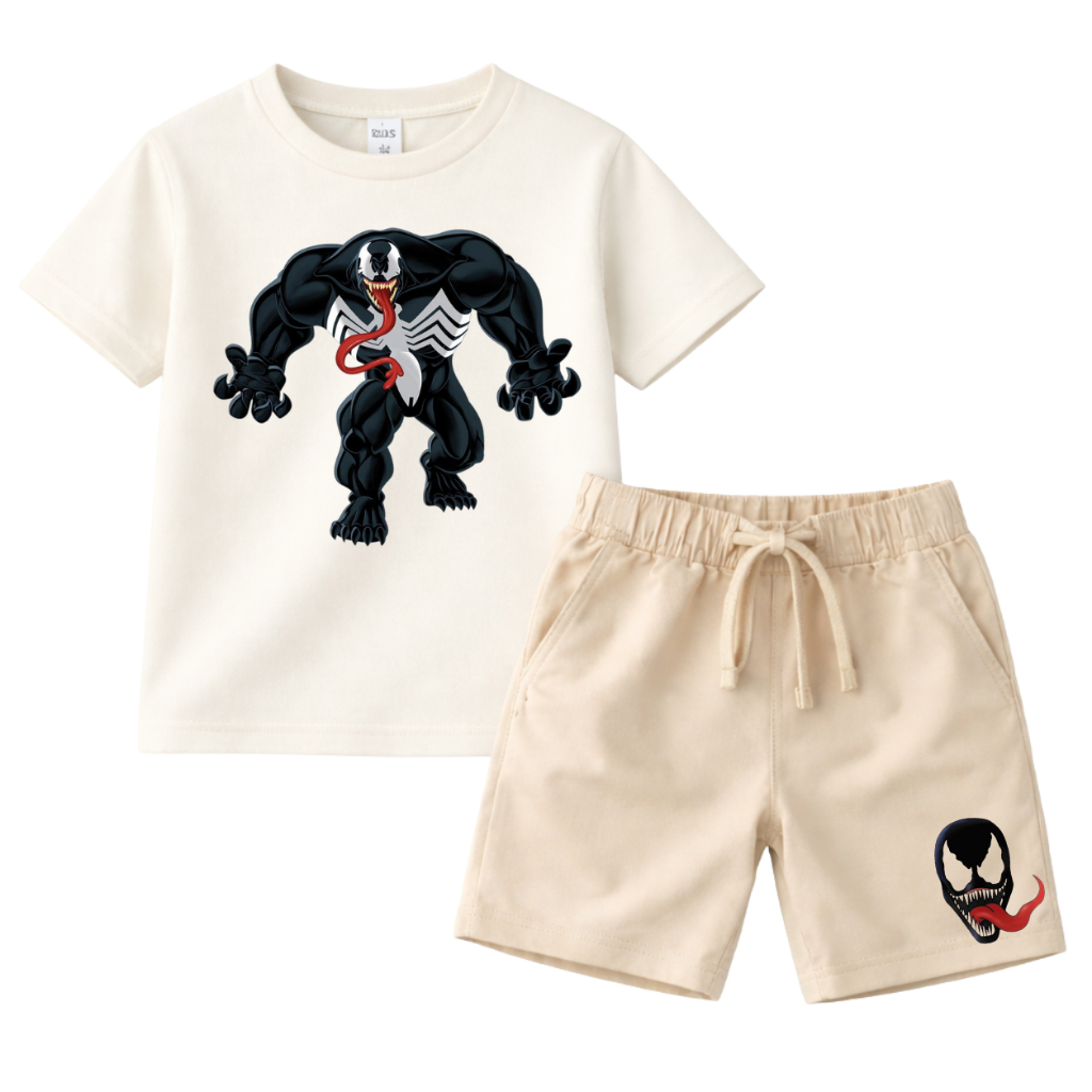 Conjunto Infantil Camisa + Short Venom Super Herói Aranha Kit 100% Algodão
