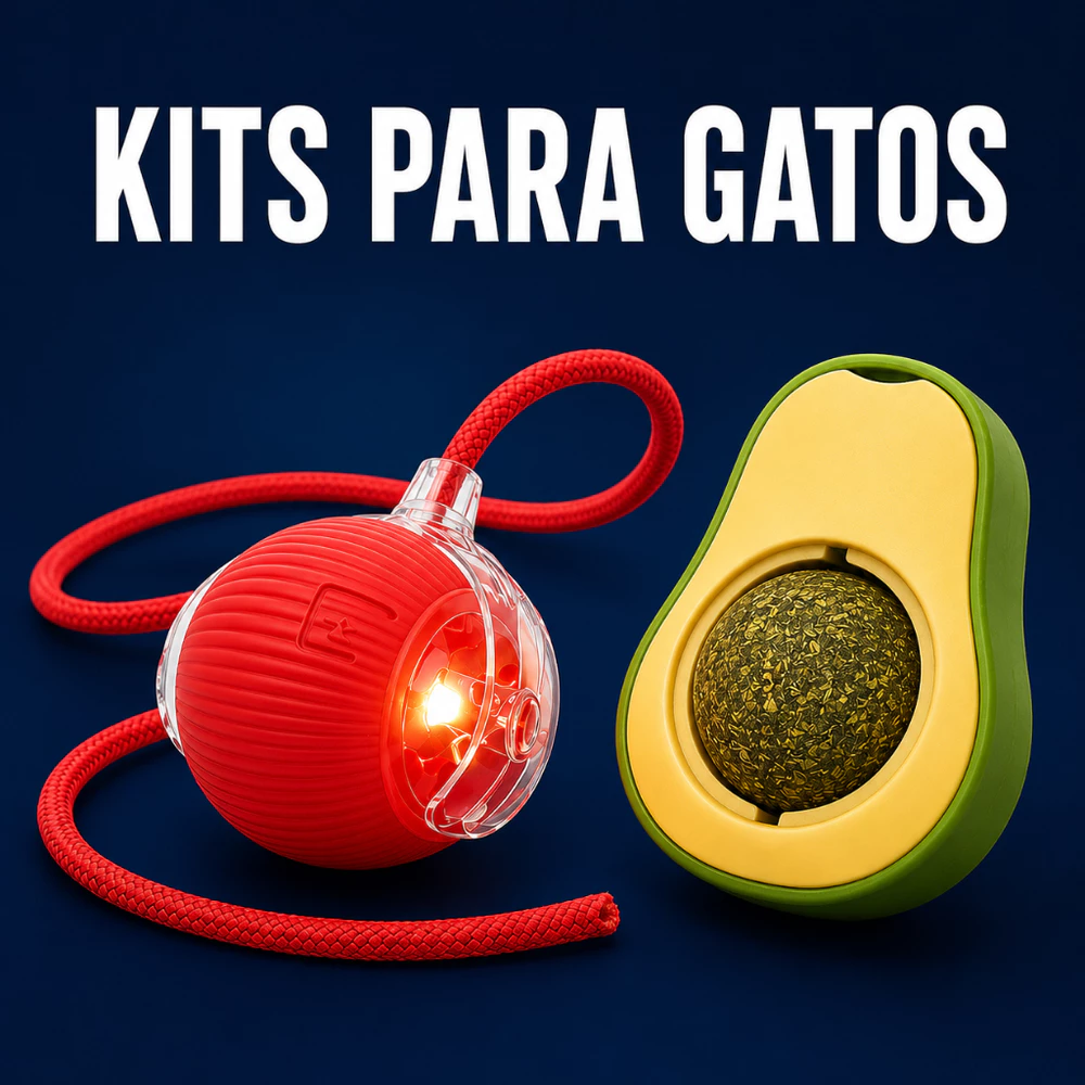 Kit 2 Brinquedos para Gatos Bola de Rolamento Automática + Abacate com Catnip - Interativos e Erva do Gato