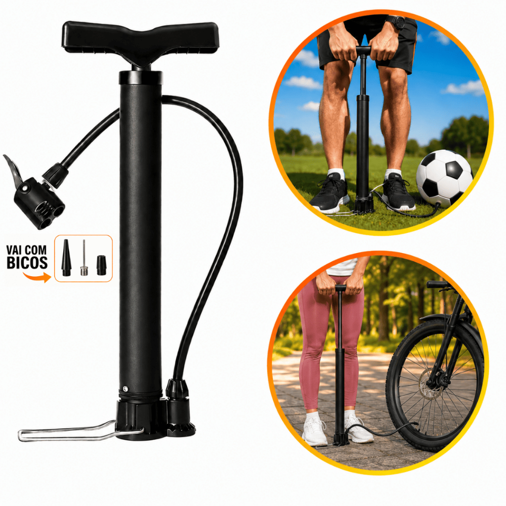 Bomba De Ar Encher Pneu Bicicleta Bola Moto Piscina Balão Forte Compacta e Leve