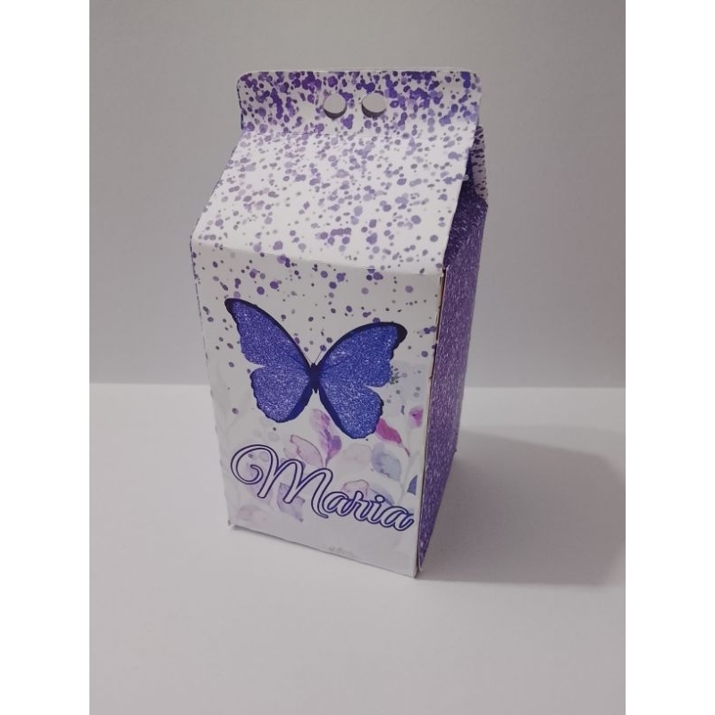 Caixinha Milk BORBOLETA Personalizada (ENVIO EM 24H)-Lembrancinha de aniversário (Fazemos Qualquer Tema)