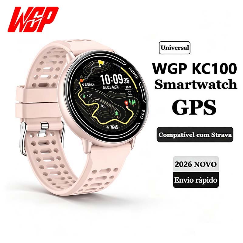 Imagem Smartwatch WGP GPS Integrado Tela AMOLED 1,39" Chamada Bluetooth Compatível Strava 100+ Esportivos IP68 à Prova de água