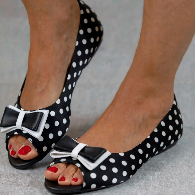 Sapatilha Feminina Peep Toe com Laço POÁ MÉDIO Aberta Confortável