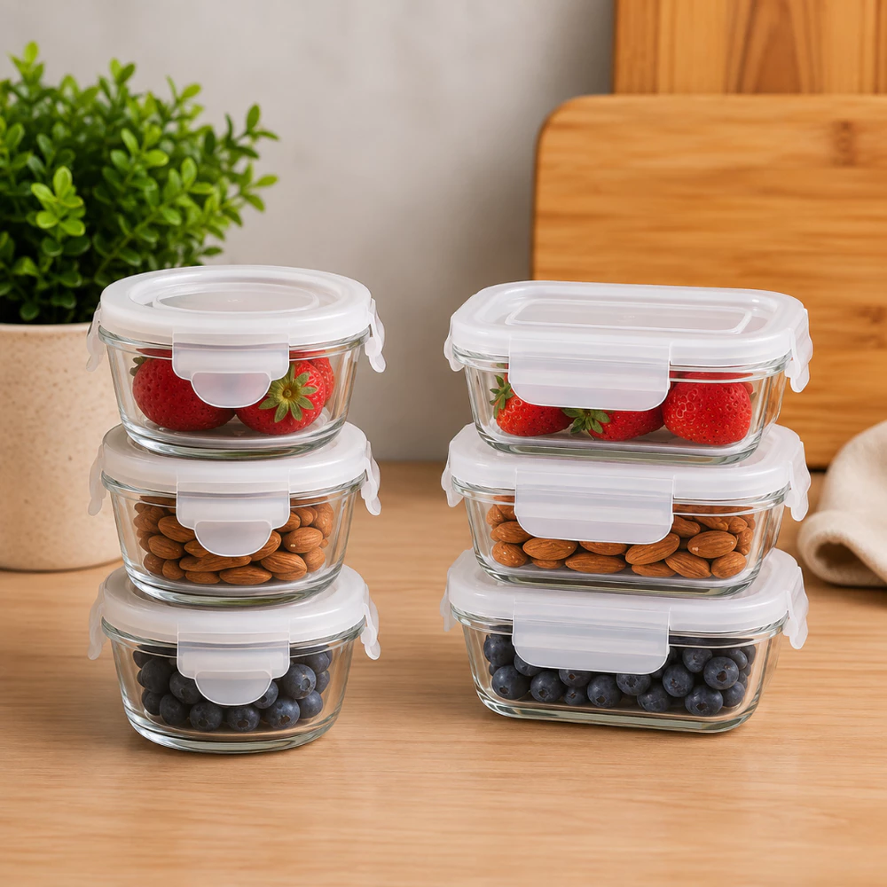 Kit 3 Pote Hermético Com Tampa de Vedação Para Mantimentos Ideal Para Organização na Cozinha 120ml Vidro