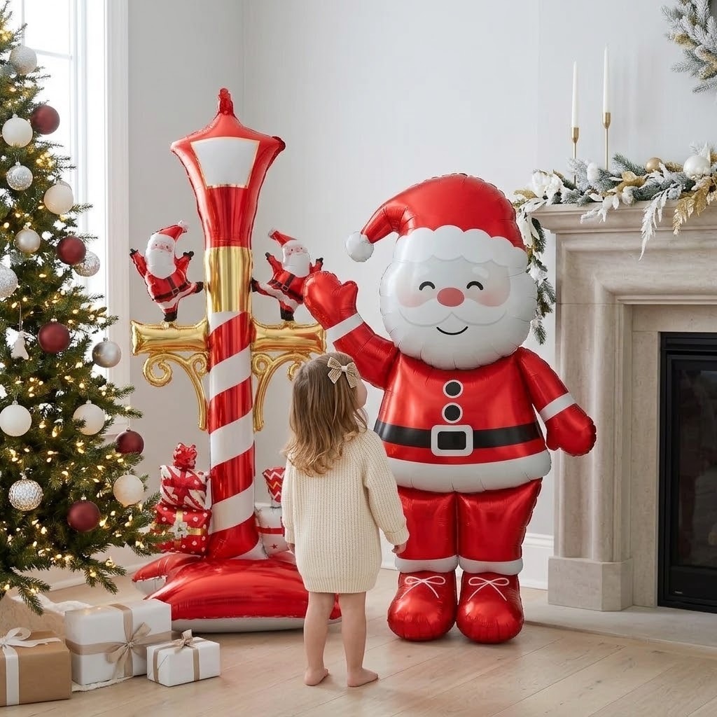 Kit Balão Papai Noel Grande Enfeite de Natal 1,45 m