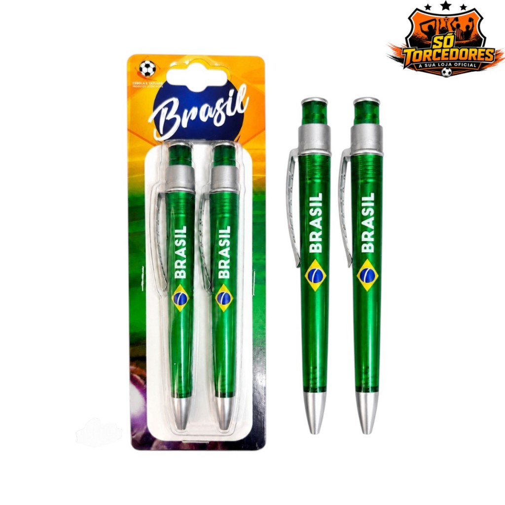 CONJUNTO COM 2 CANETAS VERDES BRASIL