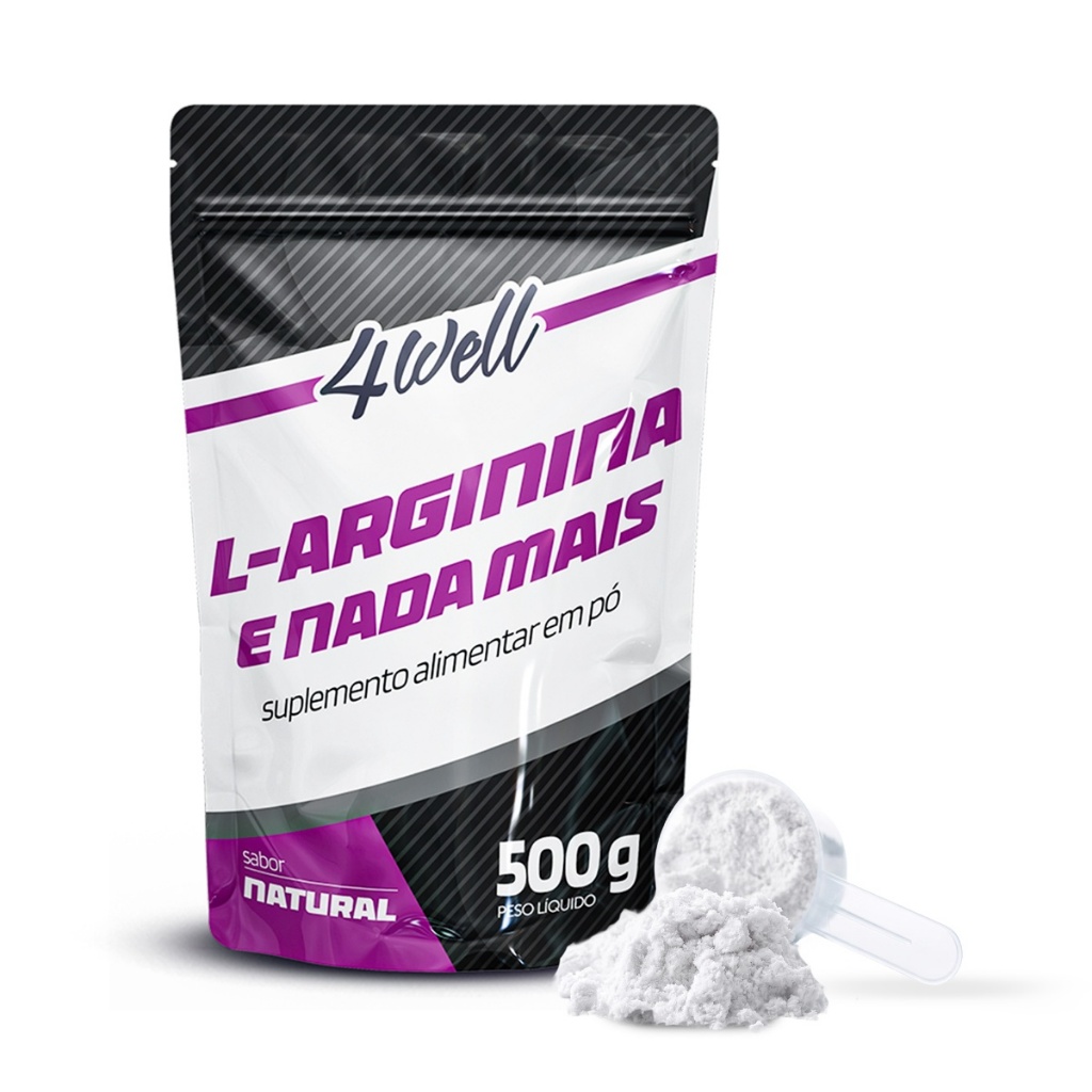 L-Arginina 4Well 500g Suplemento em Pó Sabor Natural 100% Pura Dosador Vegano