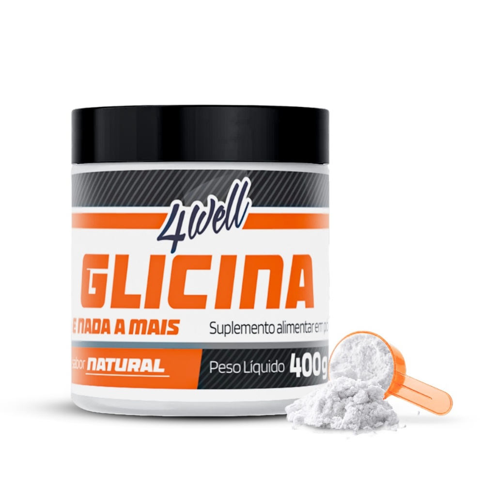 Glicina 4Well 400g Suplemento em Pó 100% Pura Sem Sabor Sem Glúten Sem Lactose Vegano