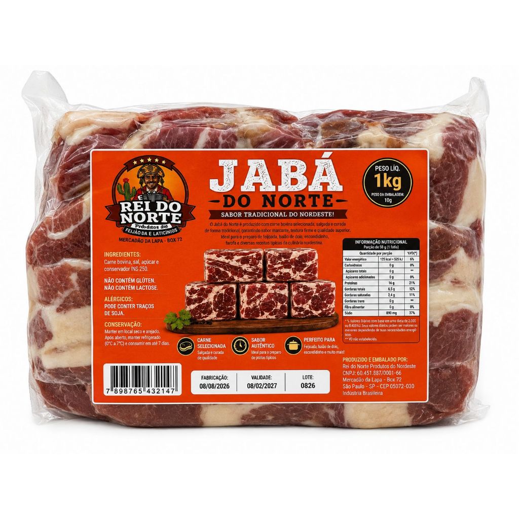 Jabá do Norte 1kg Carne Seca Salgada Tradicional Nordestina
