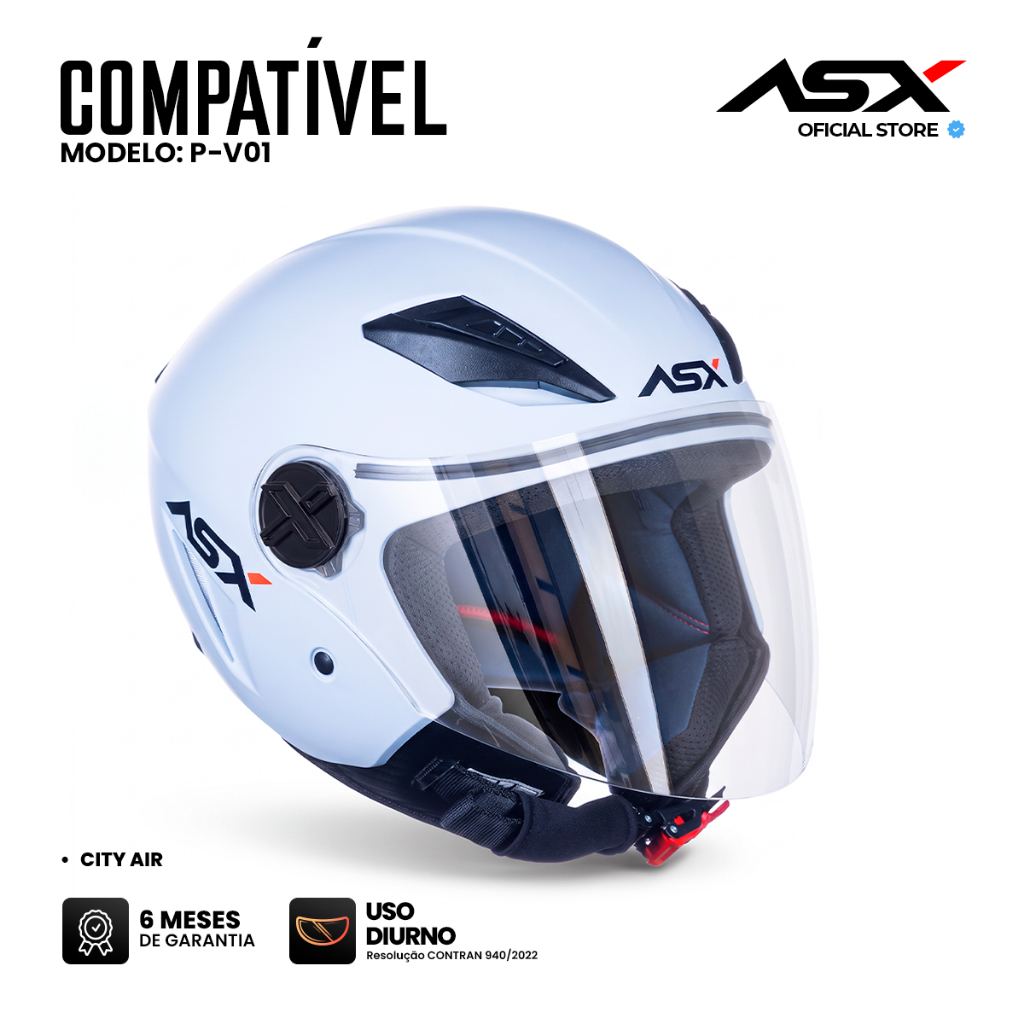 Viseira Asx P-v01 Clear Transparente Para Capacete Aberto City Air — imagem 2 de 2
