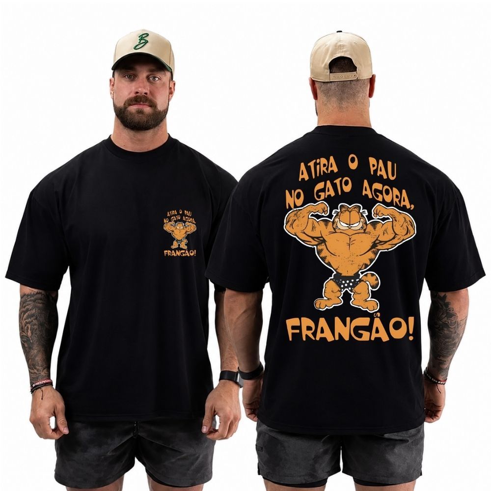 Camiseta Oversized Academia Maromba Treino Musculação Premium Estampa Garfilf 100% Algodão 30.1