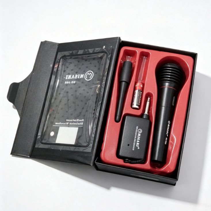 Microfone Sem Fio Profissional com Receptor Wireless Dinâmico de Mão Karaokê Igreja Palestra Caixa de Som P10