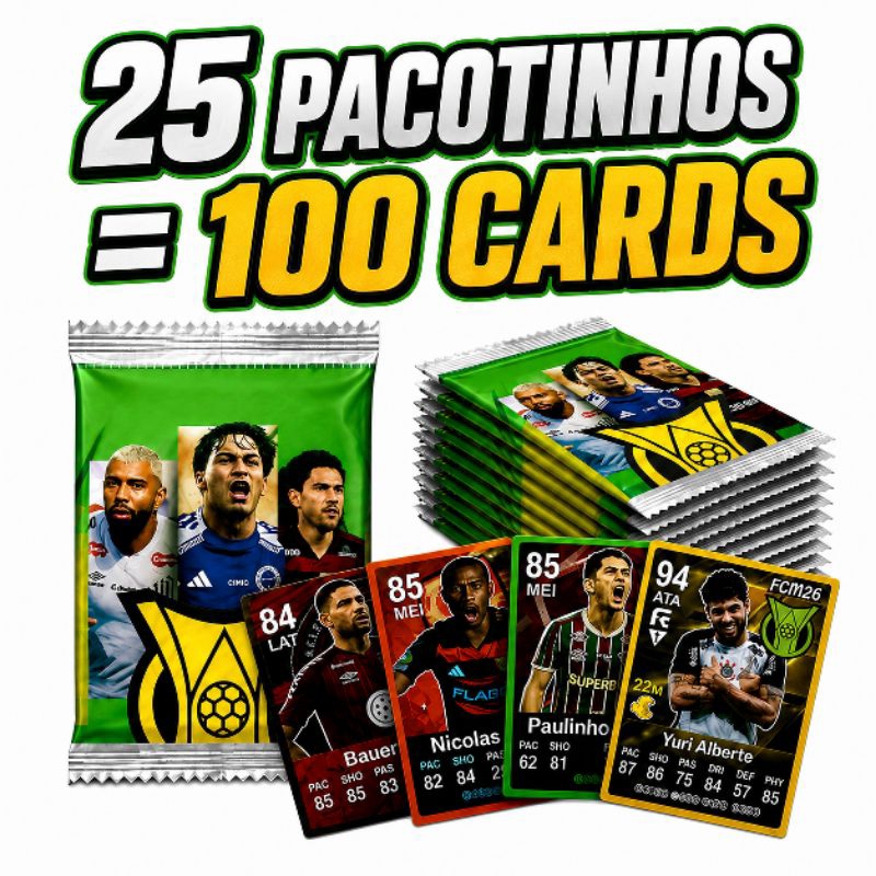 Cards De Futebol 2026 Colecionáveis / Kits Com 25 Pacotes