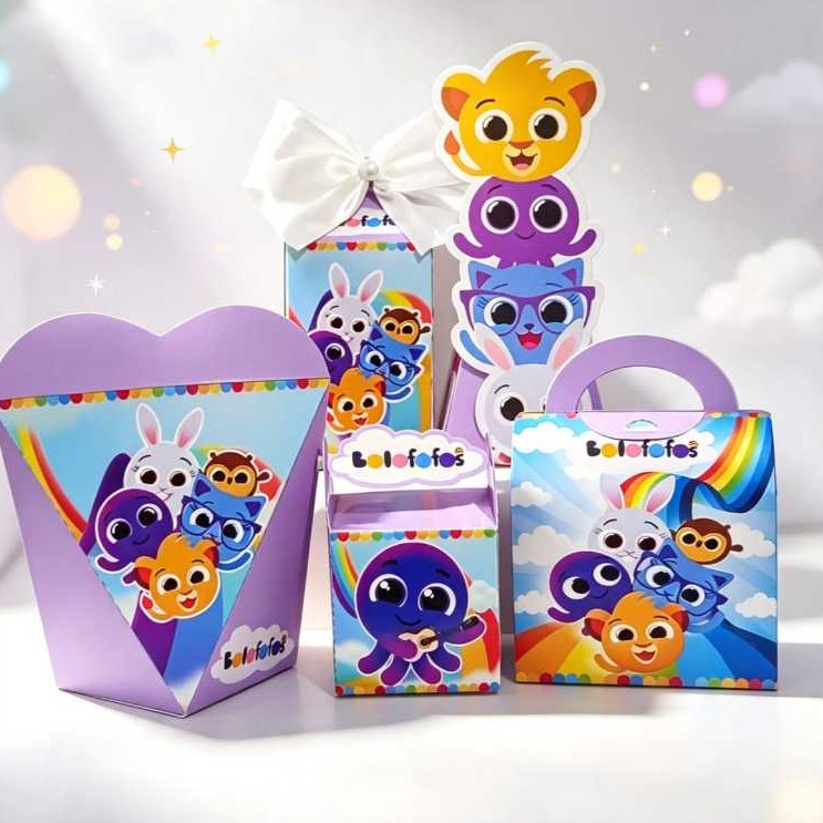 KIT CAIXINHAS PERSONALIZADAS PARA LEMBRANCINHA DE FESTA DE ANIVERSÁRIO MENINA BOLOFOFOS