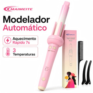 MAIMEITE Modelador de Cachos Automático Giratório Bivolt 110V-220V 3 Temperaturas Cerâmica Íons Negativos