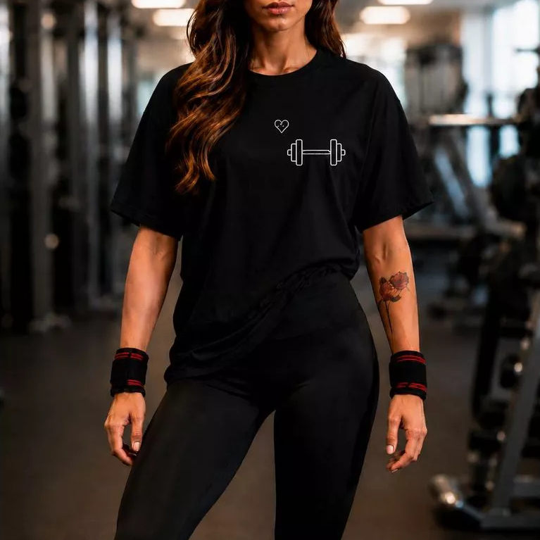 Camiseta Academia Ginástica Estampada Oversized Confortável para Treino e Uso Diário Unissex 100%  C4072