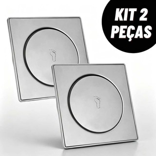 1/2 Ralo Click Inteligente  Inox 10x10cm Quadrado Cromado Anti Odor Veda Cheiro Banheiro Lavabo