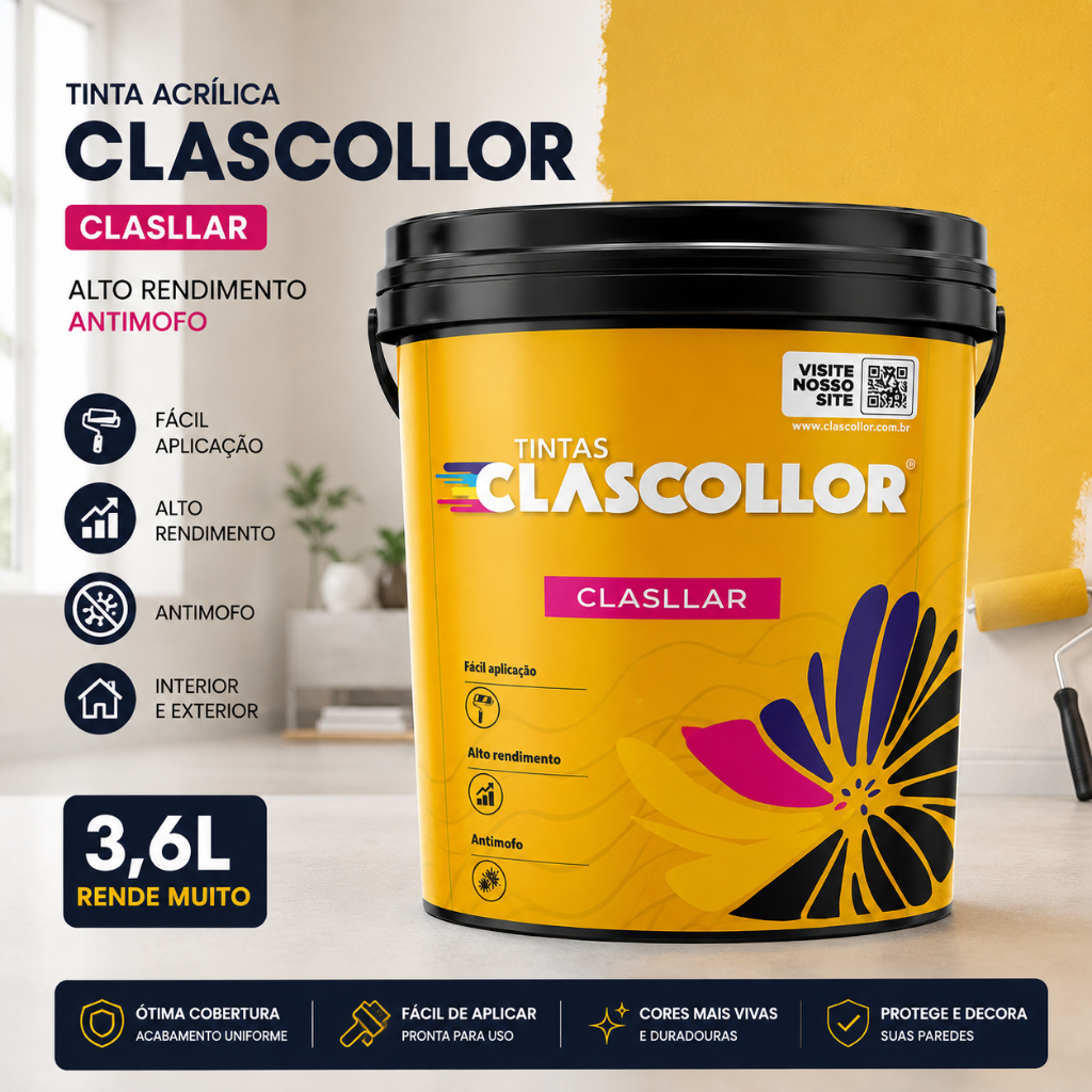 Tinta Acrílica Clascollor 3.6l Rendemuito Antimofo