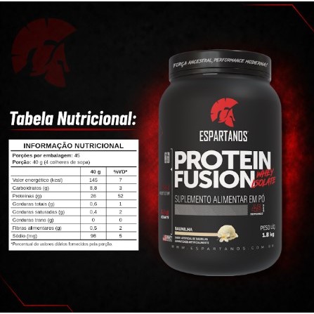 Protein Fusion Whey Isolate 1,8kg - Espartanos Nutrition · foto 2