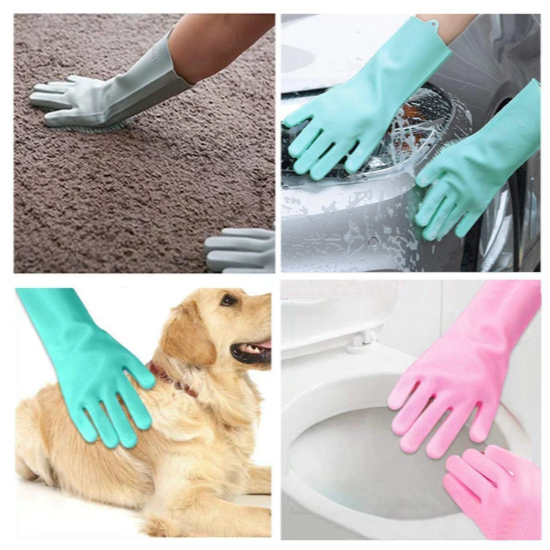 Par De Luvas Silicone Esponja Magicas Para Lava Louças Limpeza Geral pet Macia Multiuso Top house
