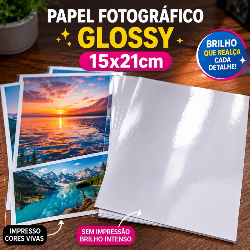 papel fotográfico 15x21cm 230g 20 folhas envio imediato ideal para impressão
