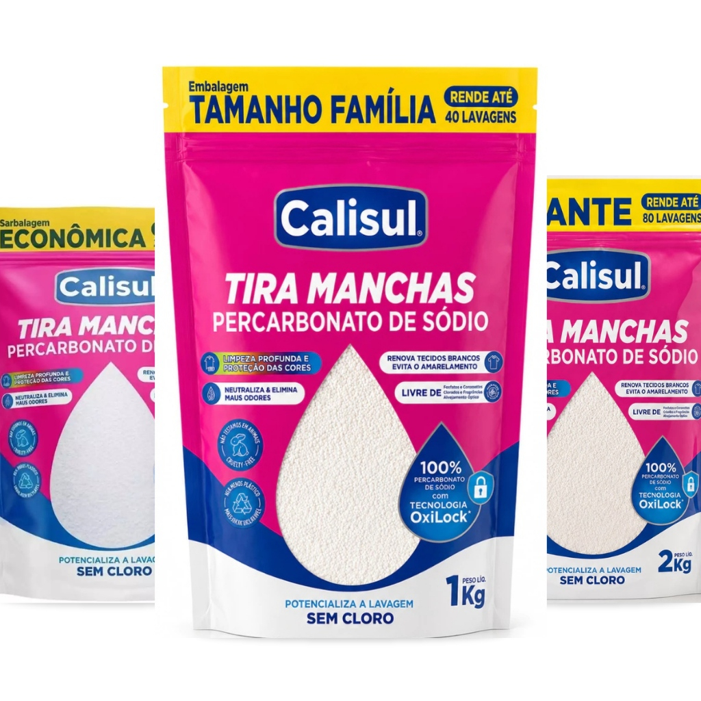 PERCARBONATO de sódio Calisul 100% PURO Removedor de Manchas de Roupas Branca e colorida 500g/1kg OXIGÊNIO ATIVO