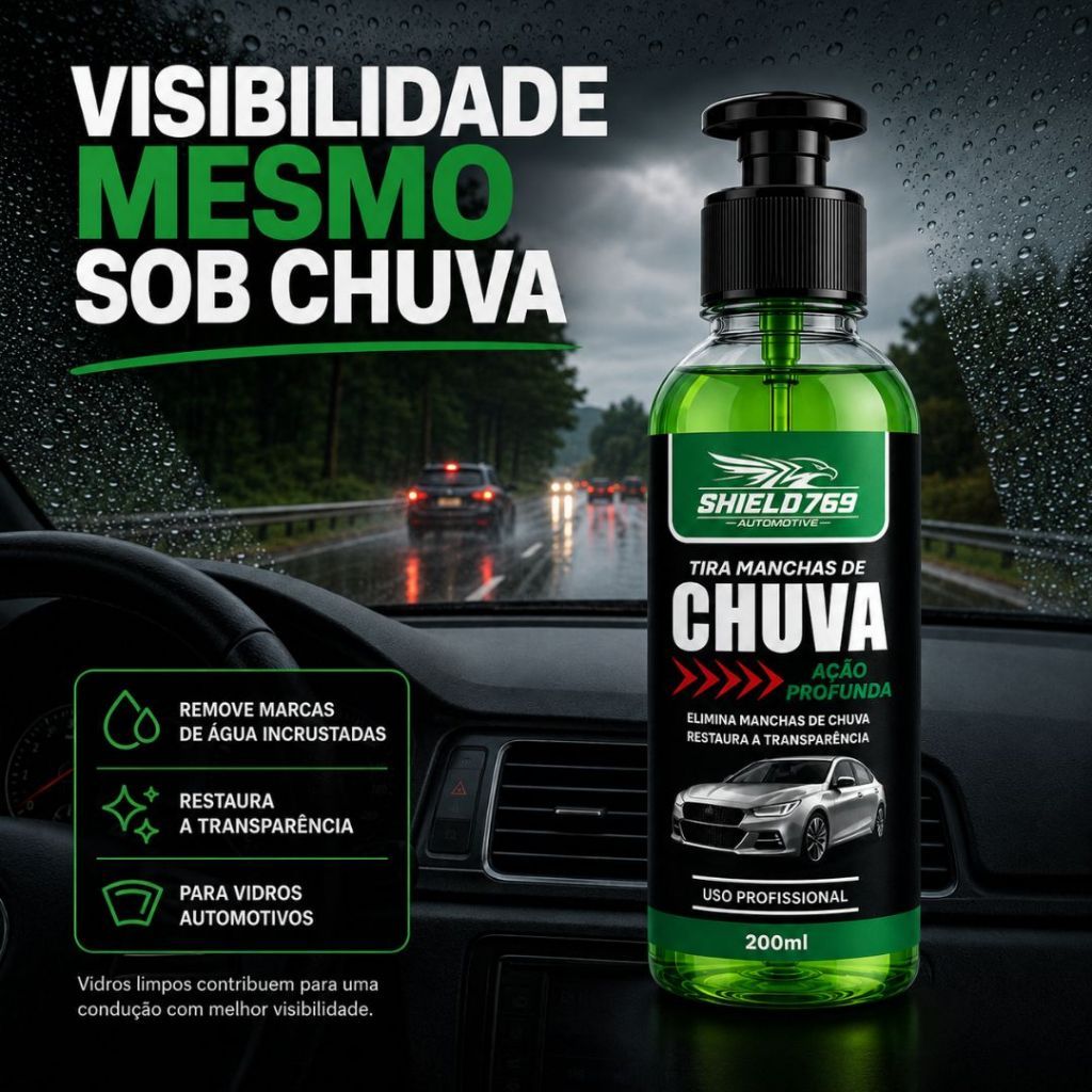 Limpa Vidro Automotivo Tira Manchas de Chuva - Vidros Laterais e Para-Brisas