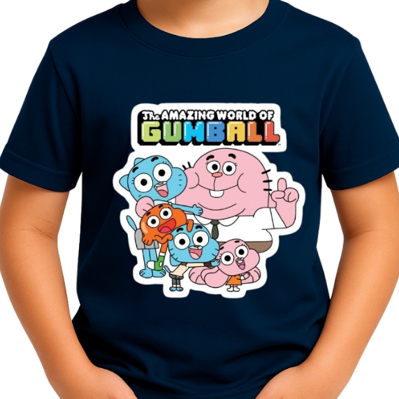 Camiseta Gumball lnfantil Masculina  100% Algodão do 02 ao GG Cores branco, preto, azul, Oferta