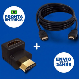 Cabo Hdmi 4k Blindado + Adaptador Hdmi 90 Graus Macho X Fêmea Curva Em L Tv SmartTv para Pc Notebook Projetor