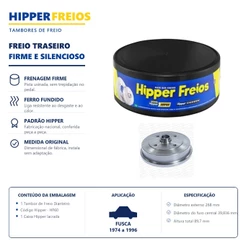 Tambor de Freio Dianteiro Fusca 1974 a 1996 Hipper Freios