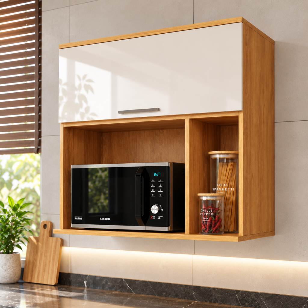 Suporte Para Microondas 32L Suspenso Com Nicho Organizador Luxo