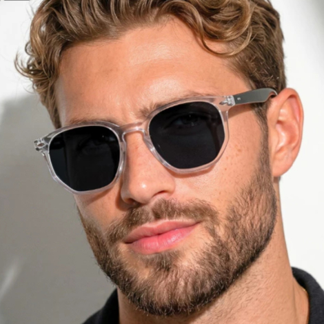 Óculos de Sol Tulum Cristal e Preto Ônix Hexagonal Premium Vintage Retrô uv400 Feminino Masculino