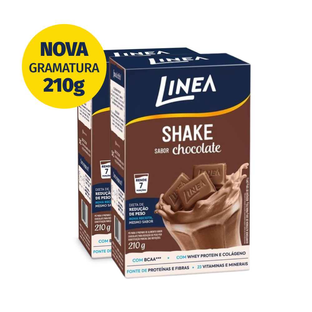 Kit 2 Shakes Premium em pó Linea Sabor Chocolate 210g