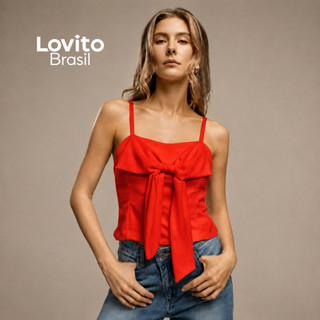 Lovito Top Feminino de alças Finas com Laço na Frente TKB1163BRL1193