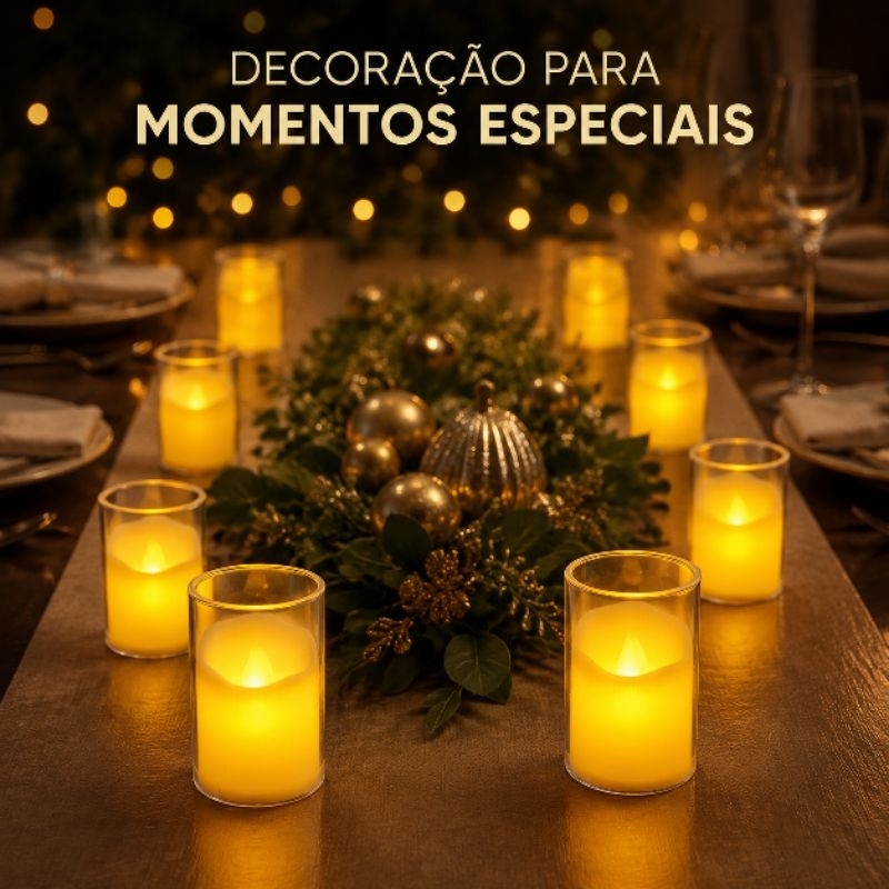 Mini Vela LED Copo Eletrônica  Elegante Decorativa Luz Amarela Sem Chama a Bateria 6 x 3,8 cm yh8264