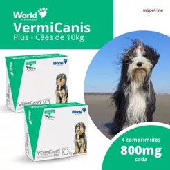 Kit 2 Vermicanis Plus Vermífugo World para Cães de 10Kg - 4 Comprimidos