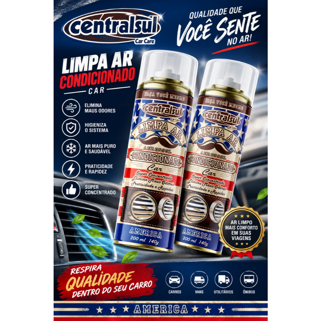 2 Higienizador De Ar Condicionado América 200 Ml Centralsul