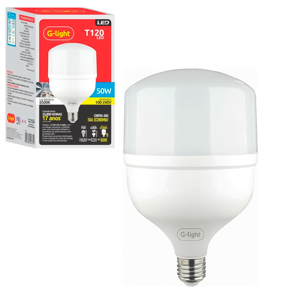 Lâmpada De Led Luz Branca Grande 50W E27 6500K Para Iluminação