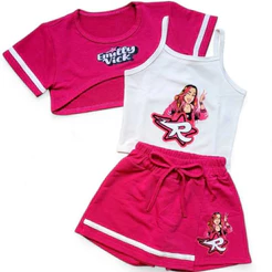 Conjunto Infantil Menina - Cropped, Regata e Short Saia