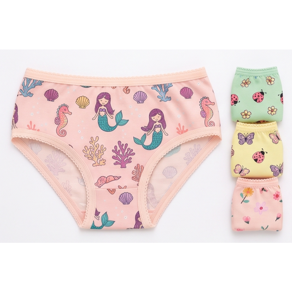 Kit 6 Calcinha Infantil Estampas Sortidas 100% algodão