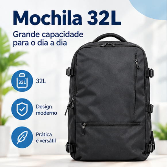 Mochila Preta Impermeável Multiuso Compartimentos Organizado
