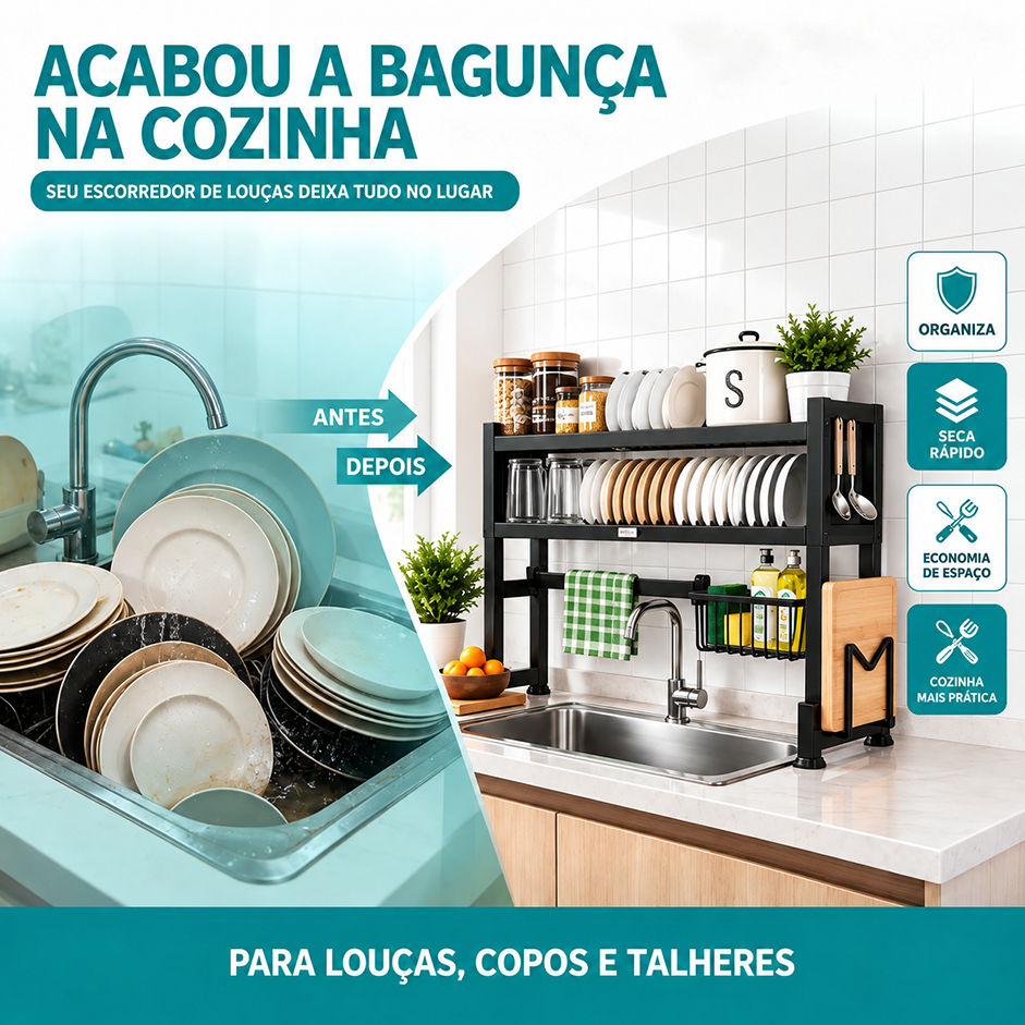 85cm Escorredor De Louça Suspenso Kitchen Rack Aço Inoxidável Organizador Louça Qualidade Pra Cozinha Com 4 presentes